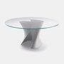 MDF Italia S Table - Esstisch rund - Kunststein Weiss Calce - Glas durchsichtig gehärtet