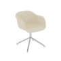 Muuto Fiber Armchair Swivel Base With Return - White/Neutral/Brown / Clara 244/Polished Aluminum