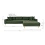 Lido Lounge Sofa Right Facing Olive Green Fabric HN1020