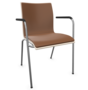 Thonet S 166 PF-Buche Weiß (TP 200) lasiert gebeizt II-LEDER I - New Cognac 680