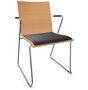Thonet S 182 SPFST | Stahldrahtstuhl mit Armlehnen - Buche Natur (TP 17) - LEDER I - Nero 622