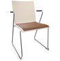 Thonet S 182 SPFST | Stahldrahtstuhl mit Armlehnen - Buche Weiß (TP 200) - LEDER I - New Cognac 680