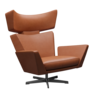 Fritz Hansen Oksen™ 4201 - Leder Loungesessel-Black-Grace-Walnuss