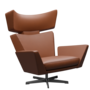 Fritz Hansen Oksen™ 4201 - Leder Loungesessel-Black-Grace-Walnuss