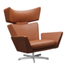 Fritz Hansen Oksen™ 4201 - Leder Loungesessel-Chrome-Grace-Walnuss