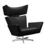 Fritz Hansen Oksen™ 4201 - Leder Loungesessel-Chrome-Grace-Schwarz