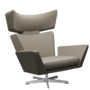 Fritz Hansen Oksen™ 4201 - Leder Loungesessel-Chrome-Essential-Light Grey