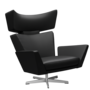 Fritz Hansen Oksen™ 4201 - Leder Loungesessel-Chrome-Aura-Schwarz
