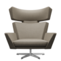 Fritz Hansen Oksen™ 4201 - Leder Loungesessel-Aluminium Matt  -Essential-Light Grey