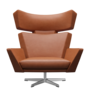 Fritz Hansen Oksen™ 4201 - Leder Loungesessel-Aluminium Matt  -Grace-Walnuss