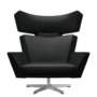 Fritz Hansen Oksen™ 4201 - Leder Loungesessel-Aluminium Matt  -Grace-Schwarz