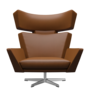 Fritz Hansen Oksen™ 4201 - Leder Loungesessel-Aluminium Matt  -Aura-Walnuss