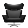 Fritz Hansen Oksen™ 4201 - Leder Loungesessel-Aluminium Matt  -Aura-Schwarz