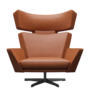 Fritz Hansen Oksen™ 4201 - Leder Loungesessel-Black-Grace-Walnuss
