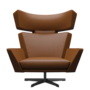 Fritz Hansen Oksen™ 4201 - Leder Loungesessel-Black-Aura-Walnuss