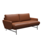 Fritz Hansen Lissoni Sofa™ PL112S - 2-sitzer Sofa-Soft-Cognac-Matt Polierter Edelstahl