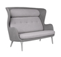 Fritz Hansen RO Sofa JH110 2 Sitzer Sofa Aluminium Beine - Warmes grau, Stoff Schale: Fiord 351 / Stoff Kissen: Fiord 251
