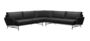 Fritz Hansen Lissoni Sofa™ PL115 - 5-Sitzer Ecksofa: Chrom - Leder Soft Black