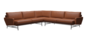 Fritz Hansen Lissoni Sofa™ PL115 - 5-Sitzer Ecksofa: Chrom - Leder Soft Cognac