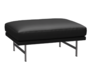 Fritz Hansen Lissoni Sofa™ PL110 - Breiter Hocker: Mattpolierter rostfreier Stahl - Leder Soft Black