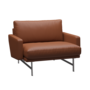 Fritz Hansen Lissoni Sofa™ PL111 - Breiter Lounge Sessel: Mattpolierter rostfreier Stahl - Leder Soft Cognac