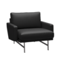 Fritz Hansen Lissoni Sofa™ PL111S - Lounge Sessel: Mattpolierter rostfreier Stahl - Leder Soft Black