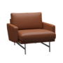 Fritz Hansen Lissoni Sofa™ PL111S - Lounge Sessel: Mattpolierter rostfreier Stahl - Leder Soft Cognac
