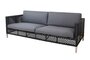 Cane-Line Connect 3 Sitzer Sofa 5592 - Cane-line Weave, Black/Graphite-Cane-line Natté, Grey w/QuickDry & Airflow system