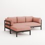 EASY CORNER SOFA – 3 TO 4 SEATS - GRAPHITE BLACK - VINTAGE PINK