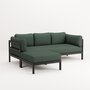 EASY CORNER SOFA – 3 TO 4 SEATS - GRAPHITE BLACK - FOREST GREEN 