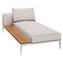 Gloster Gloster Grid Chaise Unit Teak - Outdoor Liegestuhl Element aus Teakholz Bone, Ground Beach, Liegestuhl Element aus Teakholz Rechts