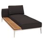 Gloster Gloster Grid Chaise Unit Teak - Outdoor Liegestuhl Element aus Teakholz Bone, Ground Charcoal, Liegestuhl Element aus Teakholz Rechts
