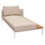 Gloster Gloster Grid Chaise Unit Teak - Outdoor Liegestuhl Element aus Teakholz White, Ground Sand, Liegestuhl Element aus Teakholz Links